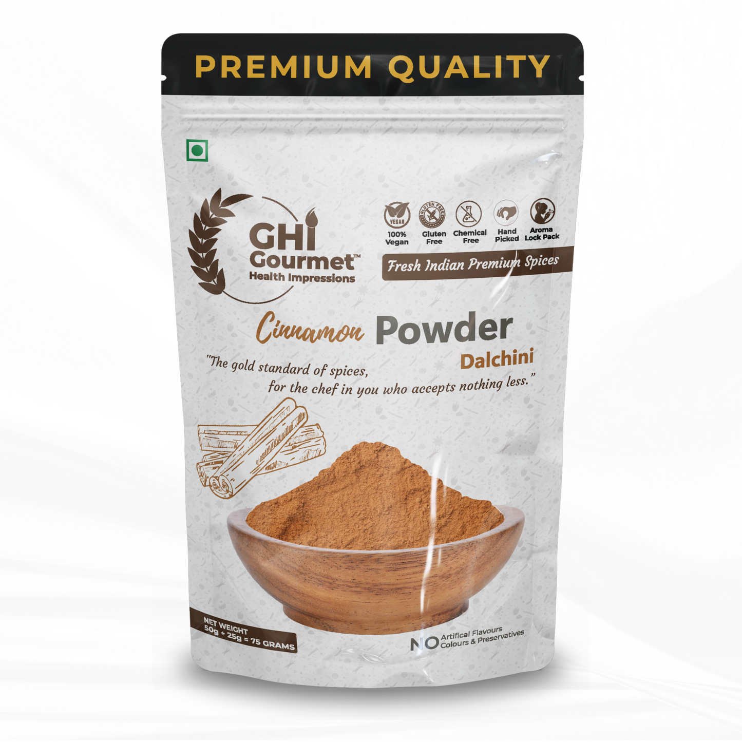 GHI Spice Combo | Black Pepper Powder 75g, Cardamom Powder 75g, Cinnamon Powder 75g