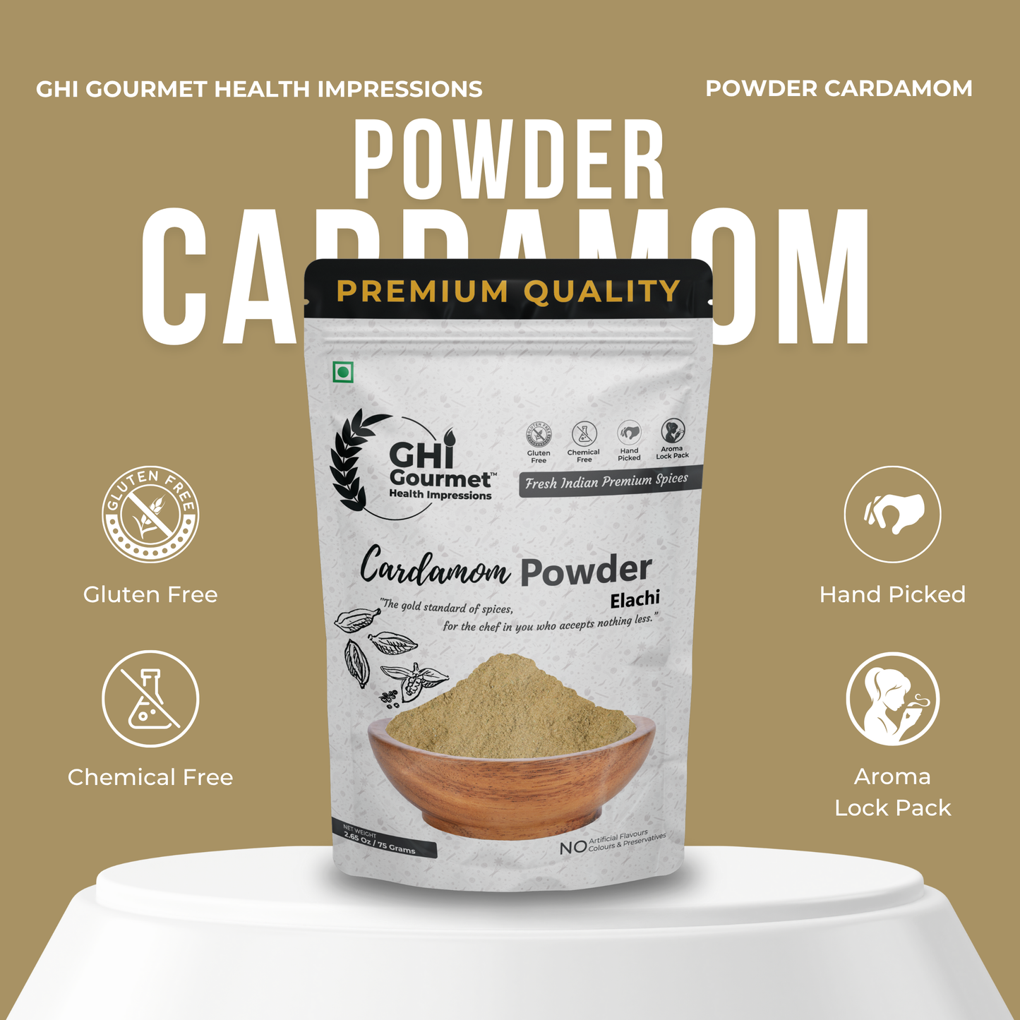 Superior Grade Cardamom Powder 75g (Pack of 1) and 150g (Pack of 2)