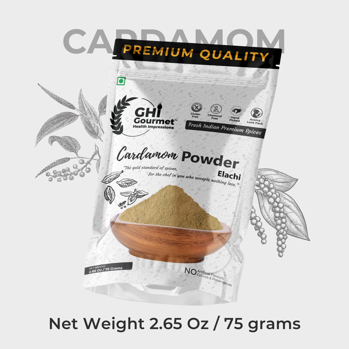 Superior Grade Cardamom Powder 75g (Pack of 1) and 150g (Pack of 2)