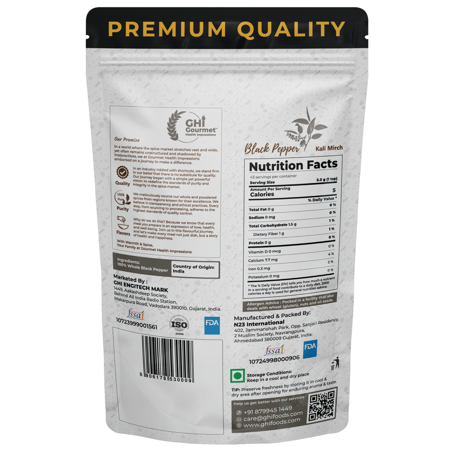 Superior Grade Whole Black Pepper 100g (Pack of 1) and 200g (Pack of 2)