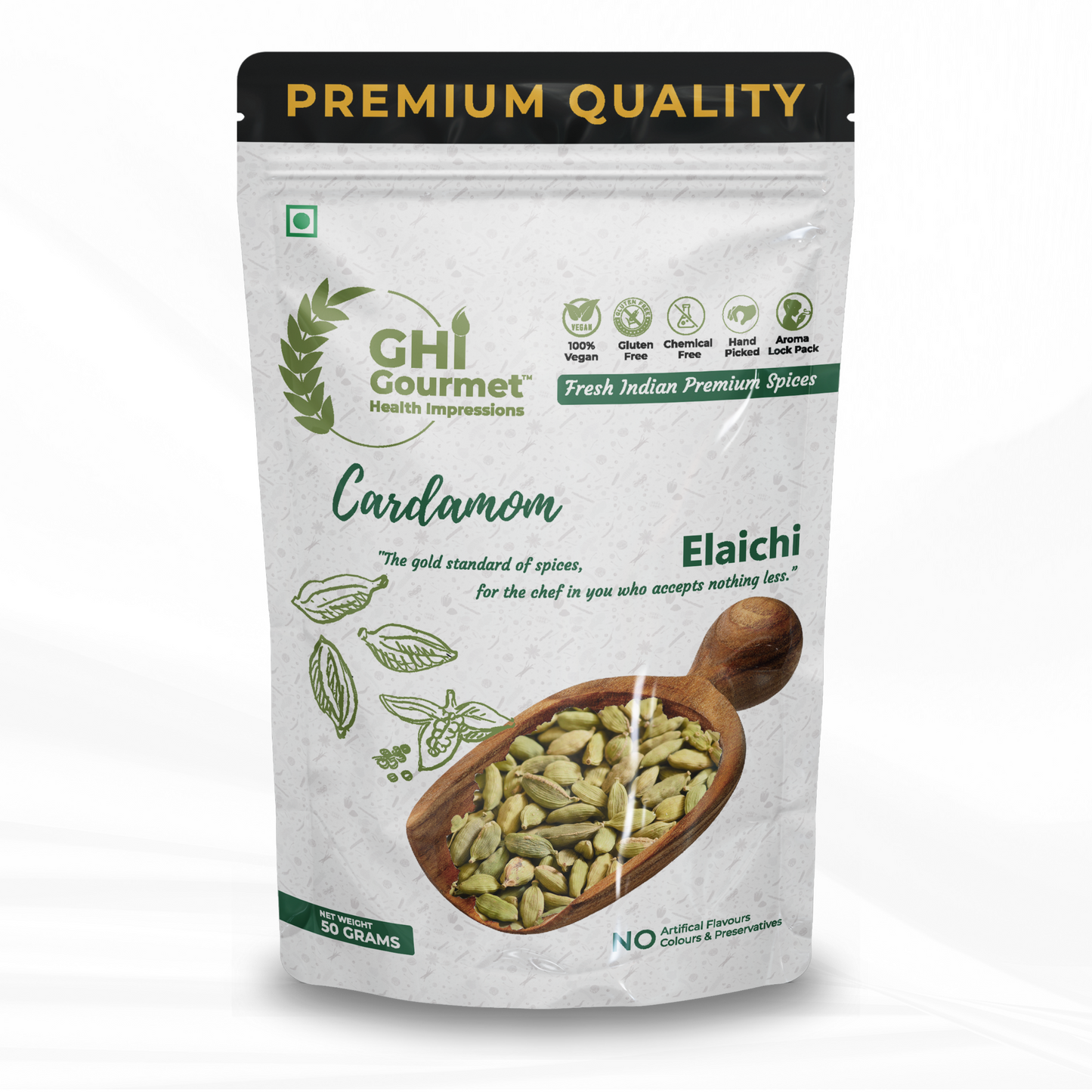 GHI Spice Combo | Pack Of 2 | Cinnamon Powder 75g | Cardamom Whole 50g