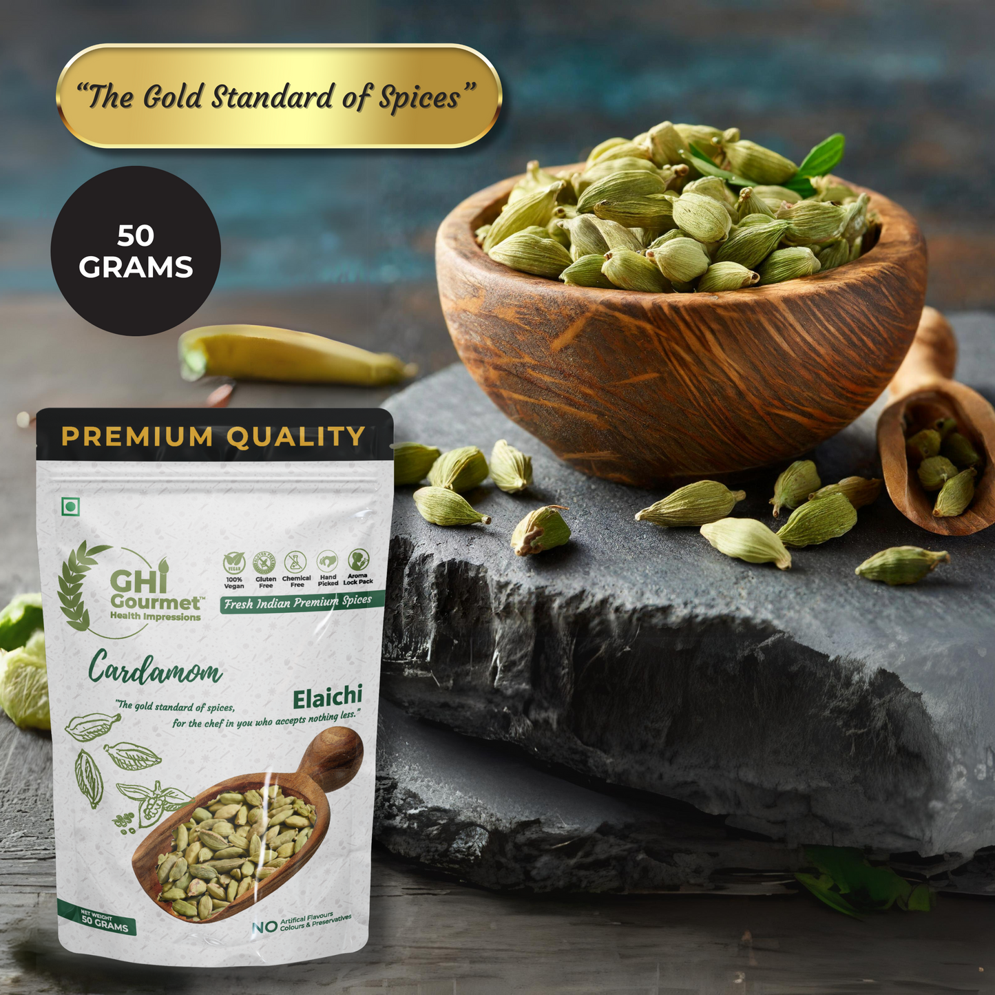 Spice Combo Pack, 6 Essential Indian Spices, Whole Black Pepper 100g, Whole Clove 50, Whole Green Cardamom 8mm+ 50g, Black Pepper Powder 75g, Cinnamon Powder 75g, Cardamom Powder 75g