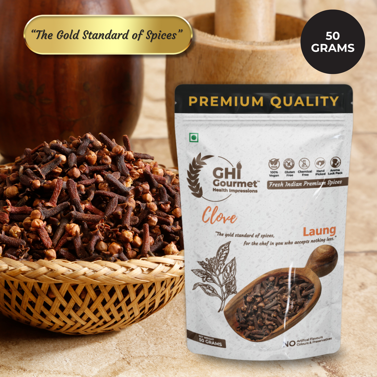 GHI Spice Combo | Pack Of 2 | Black Pepper Powder 50g + 25g = 75g | Whole Clove 50g