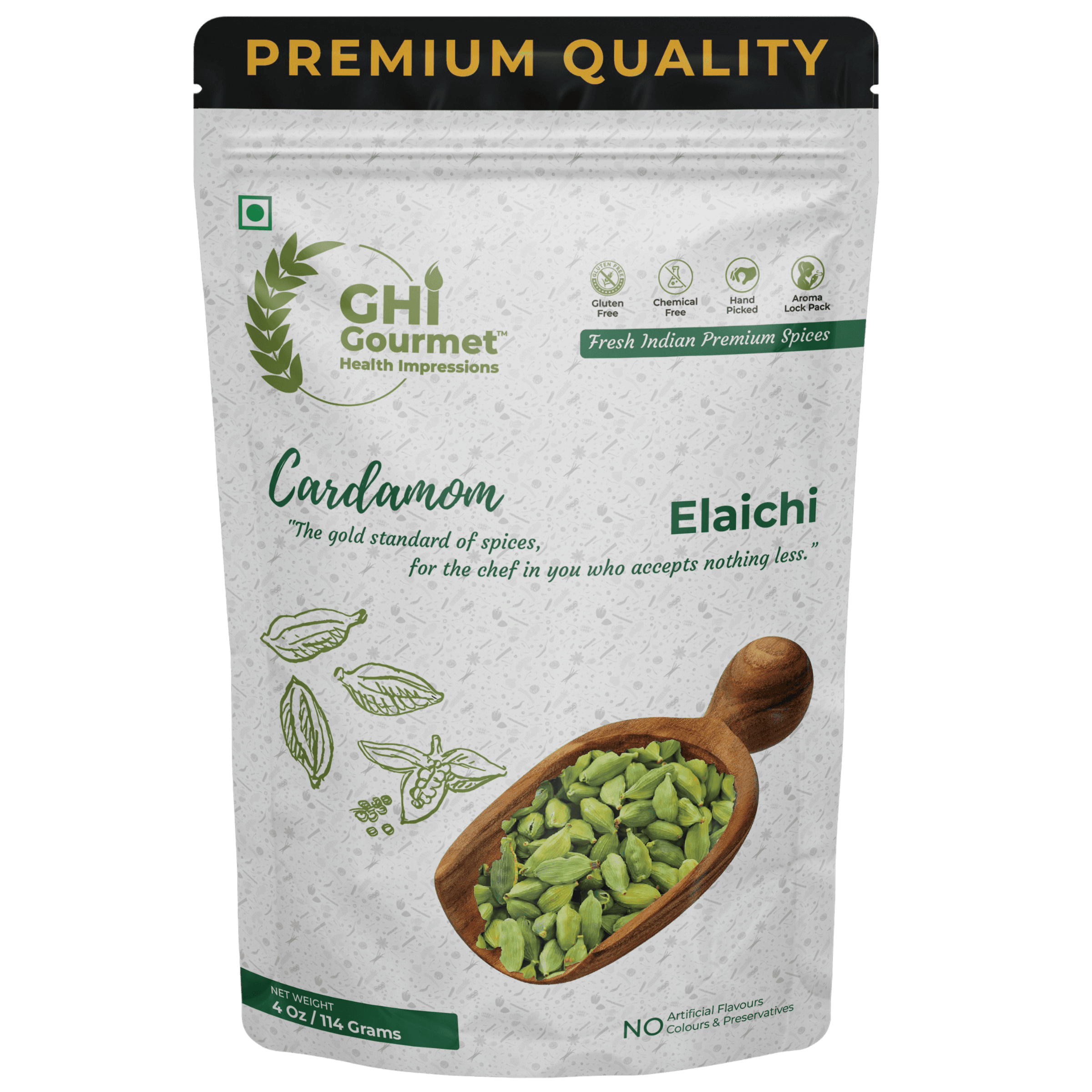 GHI Superior Grade whole green cardamom