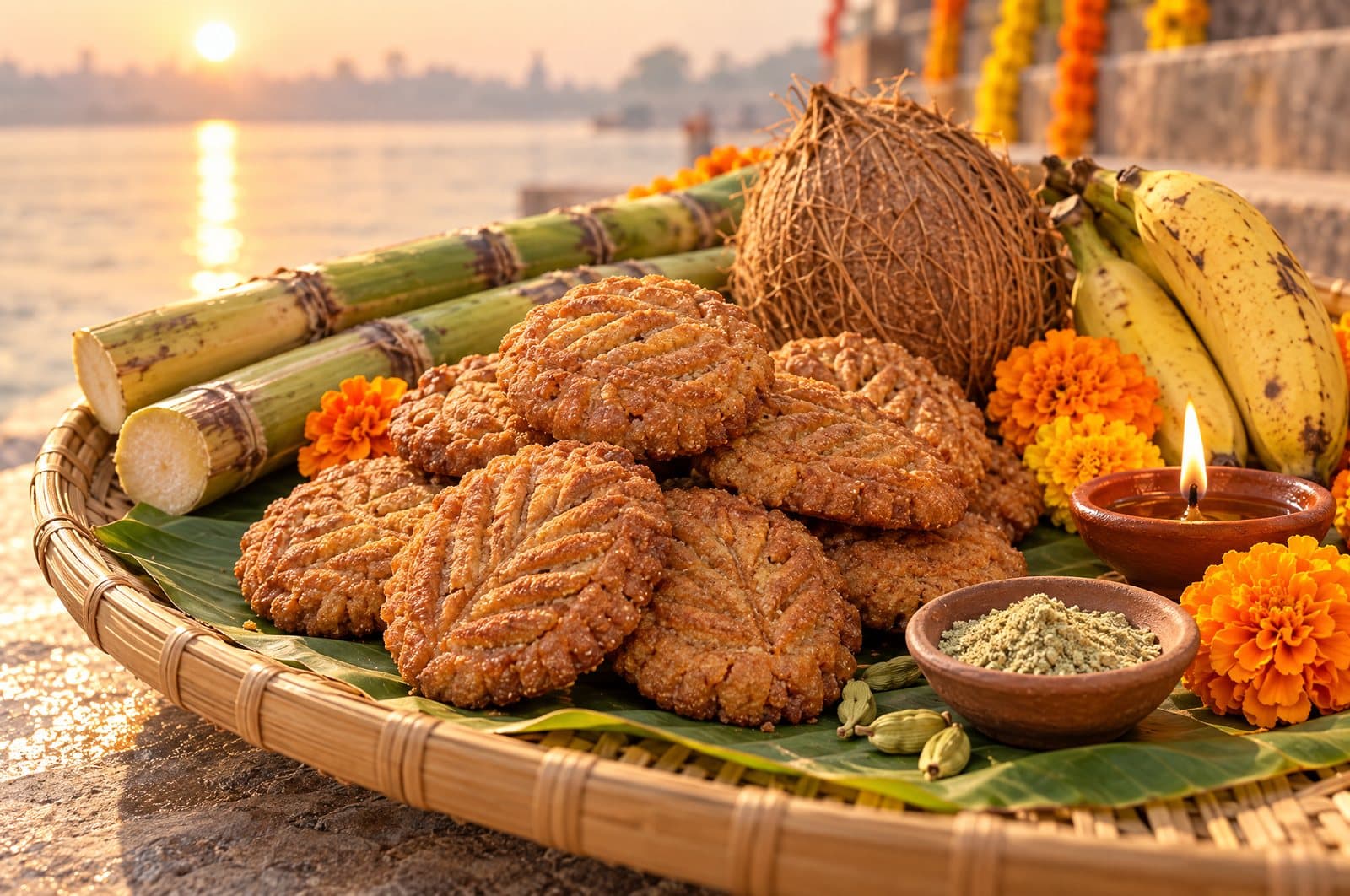 Thekua for Chhath Puja, with jaggery and cardamom