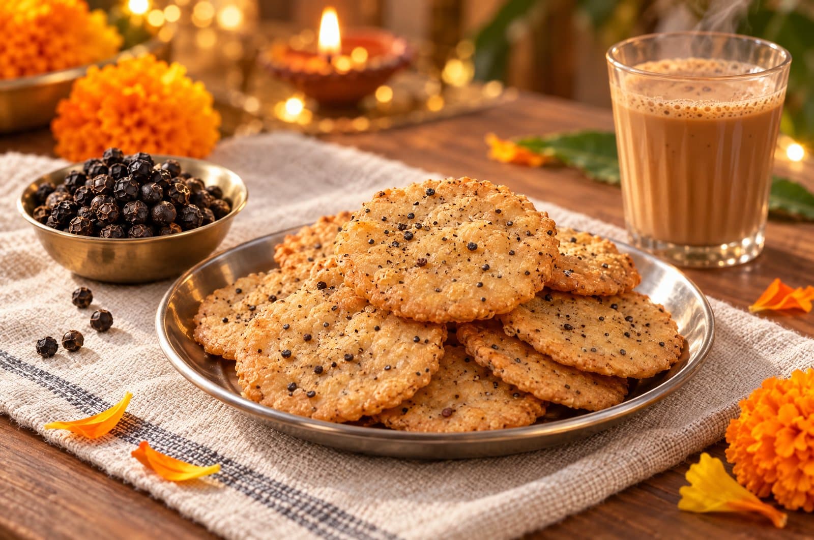 Black pepper mathri for the Diwali namkeen tin