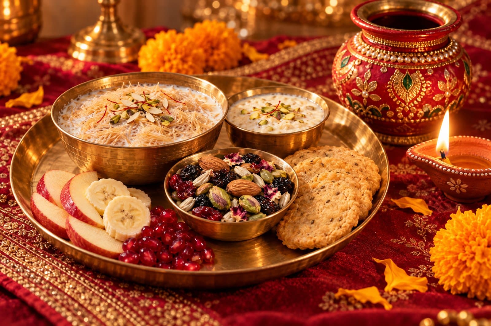 Karva Chauth sargi and the evening thali
