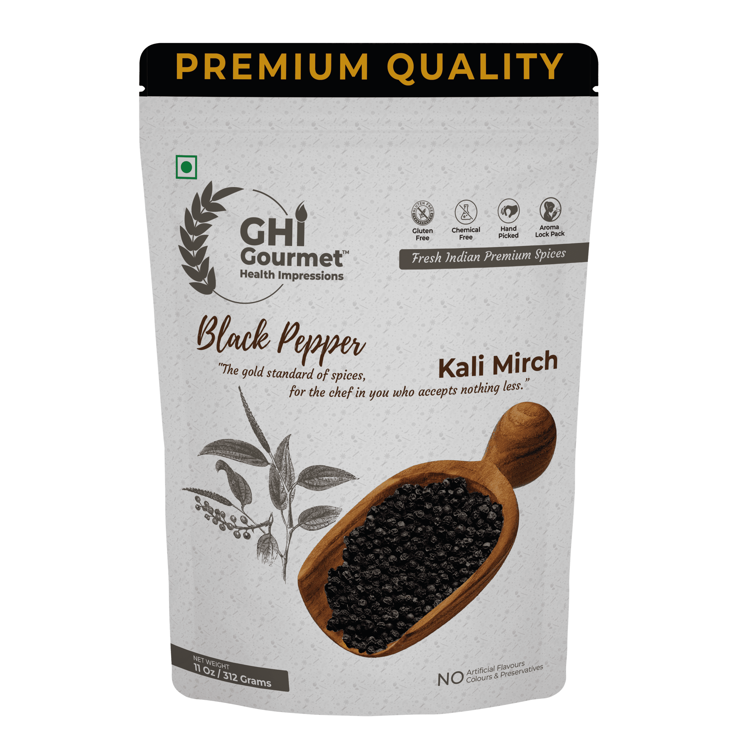 Superior Grade Whole Black Pepper 312g (Pack of 1)