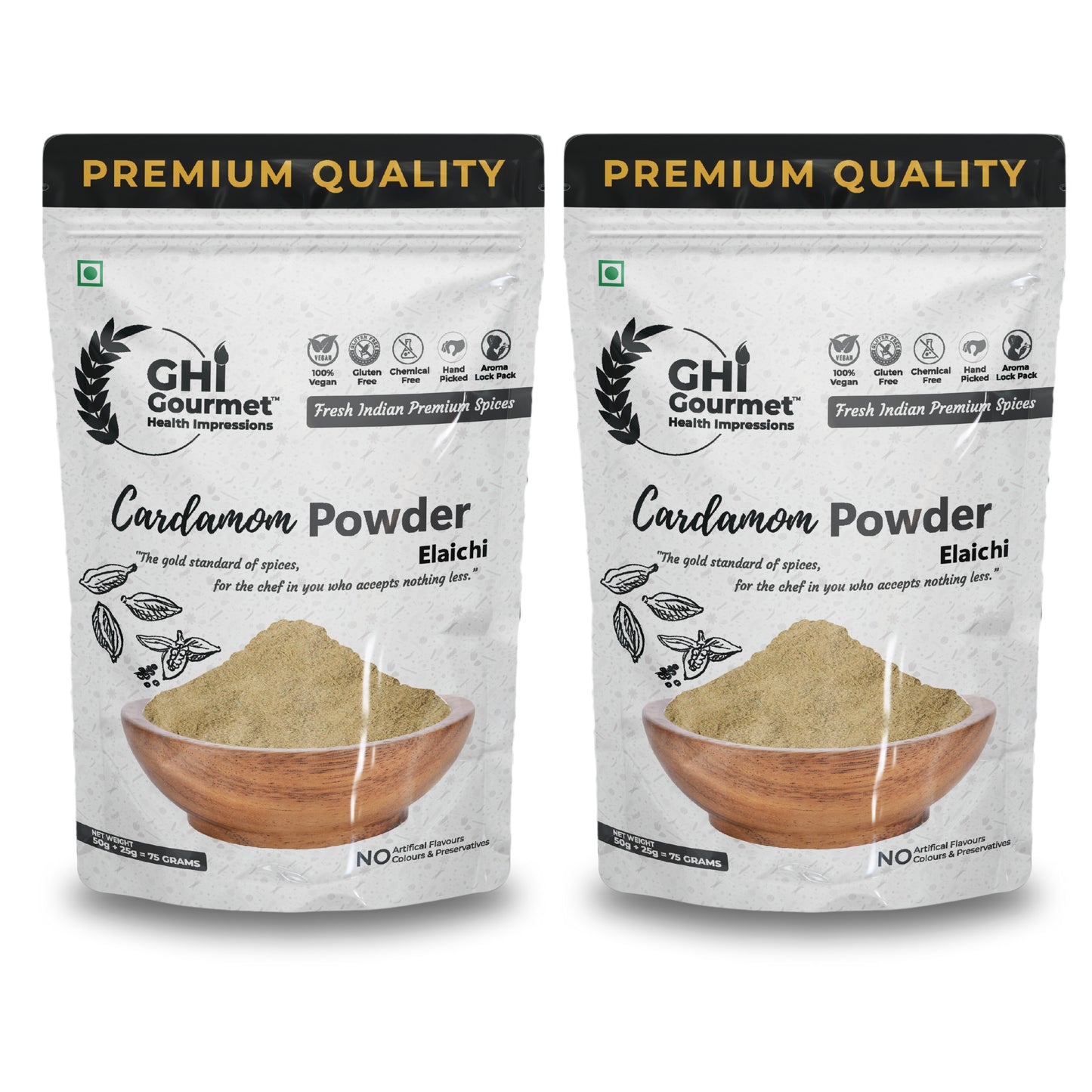 Superior Grade Cardamom Powder  75g (Pack of 1) and 150g (Pack of 2)