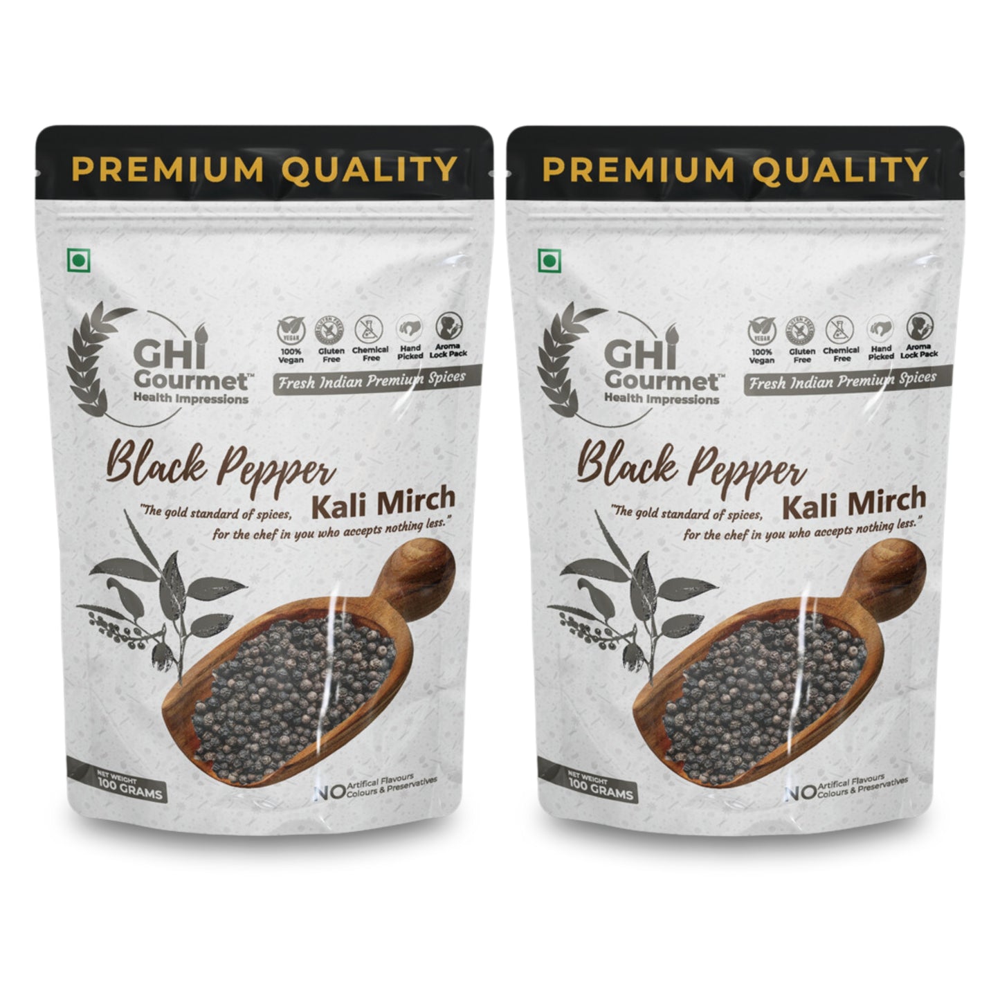 Superior Grade Whole Black Pepper 100g (Pack of 1) and 200g (Pack of 2)