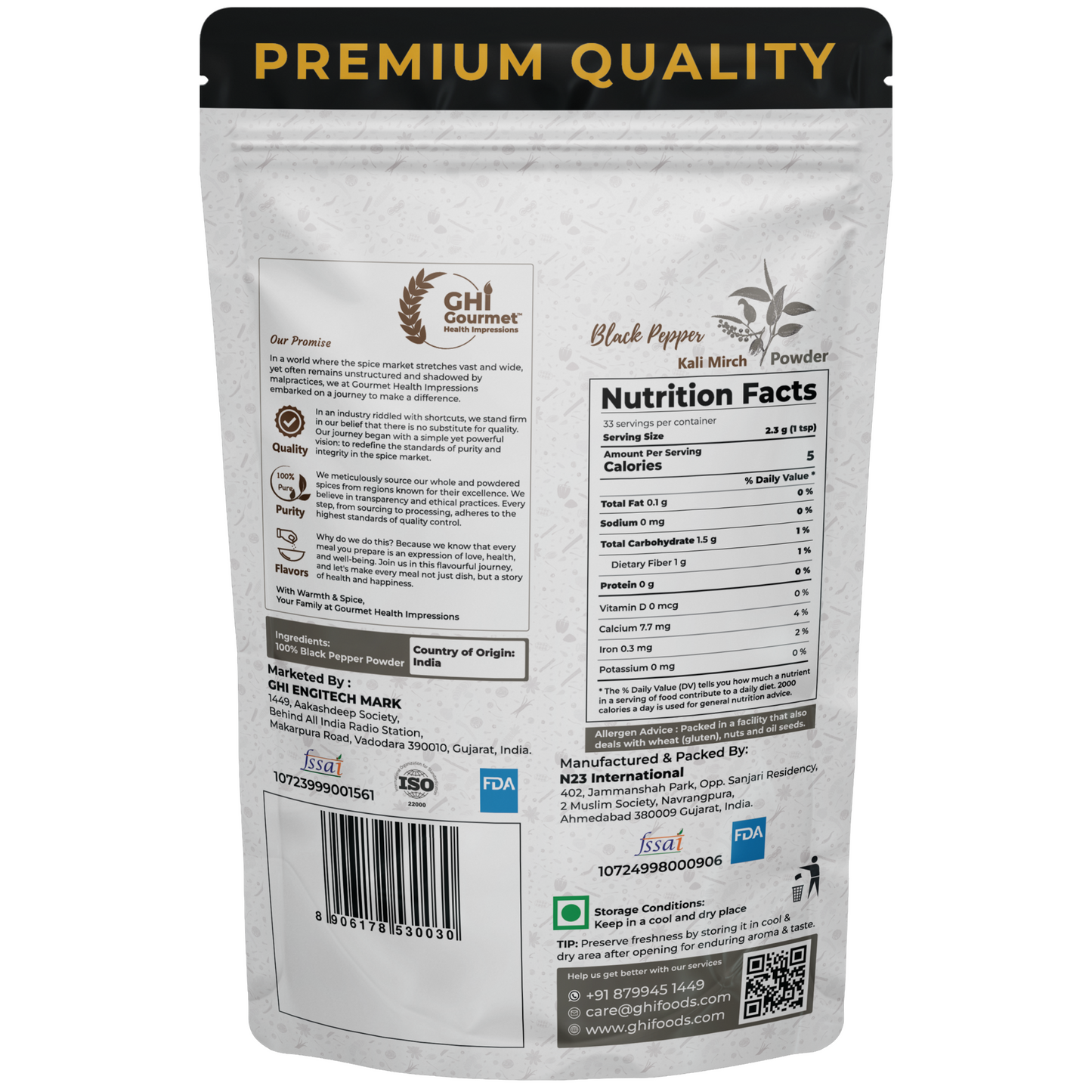Superior Grade Black Pepper Powder 75g (Pack of 1) and 150g (Pack of 2)